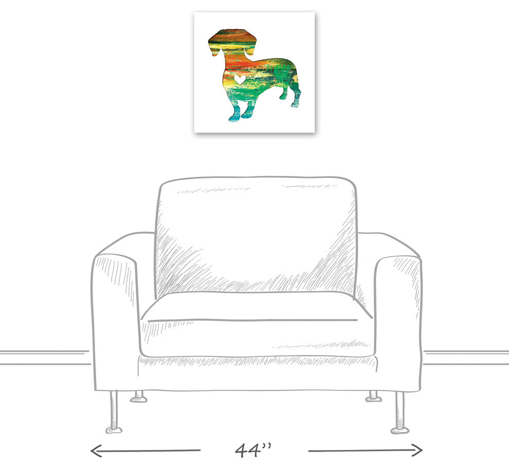 Designs Direct Creative Group Paint Silhouette Dachshund 16x16 Canvas Wall Art
