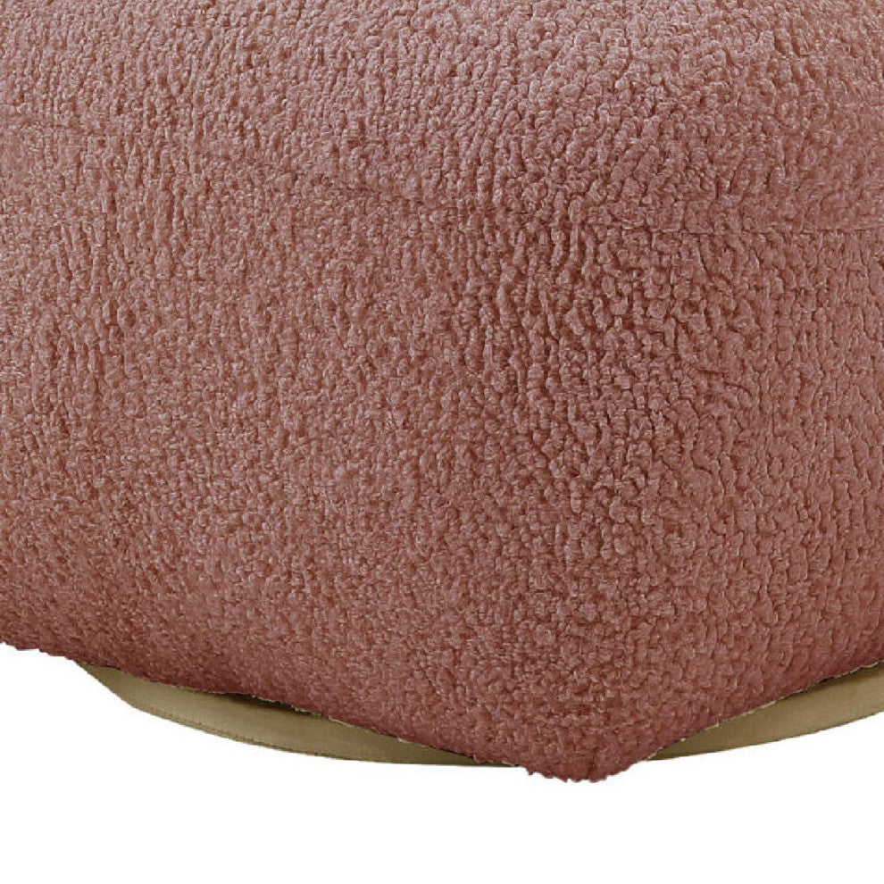 Benzara BM273228 Teddy Sherpa Fabric Curved Accent Chair, Swivel Function, Pink