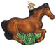 Old World Christmas Hanging Glass Tree Ornament, Brown Mustang