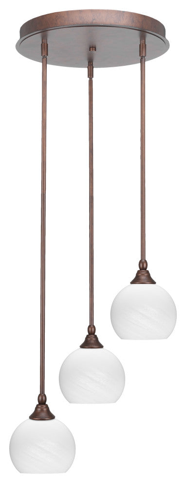 Empire 3-Light Cluster Pendalier, Bronze/White Marble