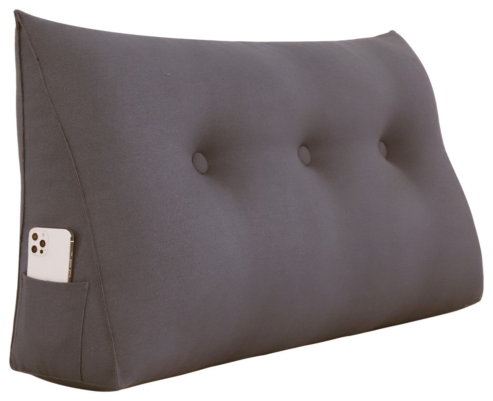 Decorative Bed Wedge, Long Lumbar Pillow, Back Support Sofa Pillow, Linen Coffee, 39x20x8