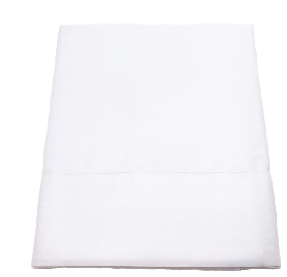 Hemstitch Cotton Sateen Flat Sheet, White, Twin