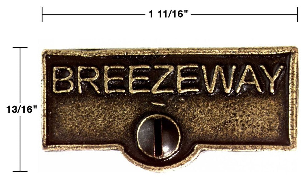 10 Switch Plate Tags BREEZEWAY Name Signs Labels Cast Brass
