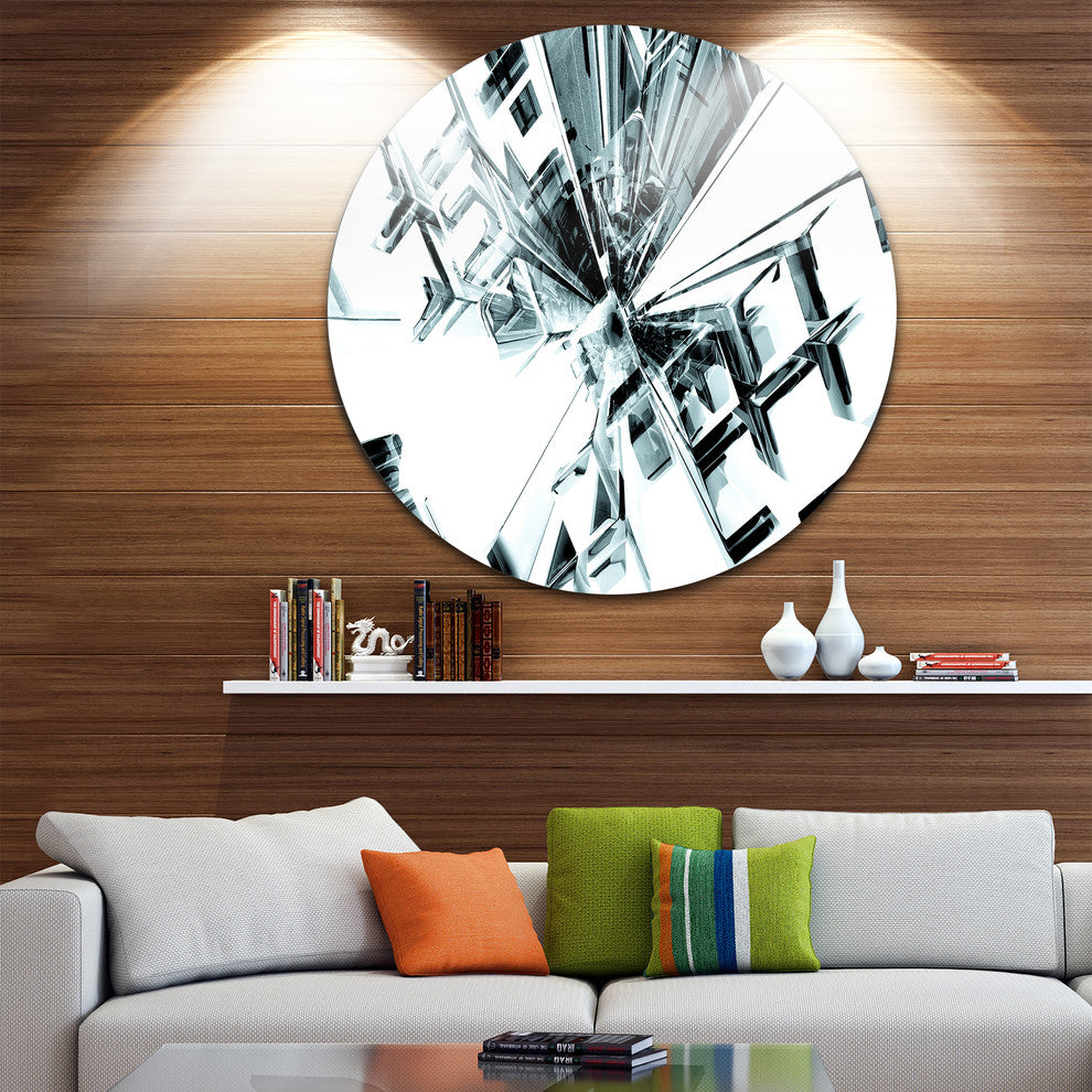 Fractal 3D Cubes Everywhere, Abstract Art Round Wall Art, 23"