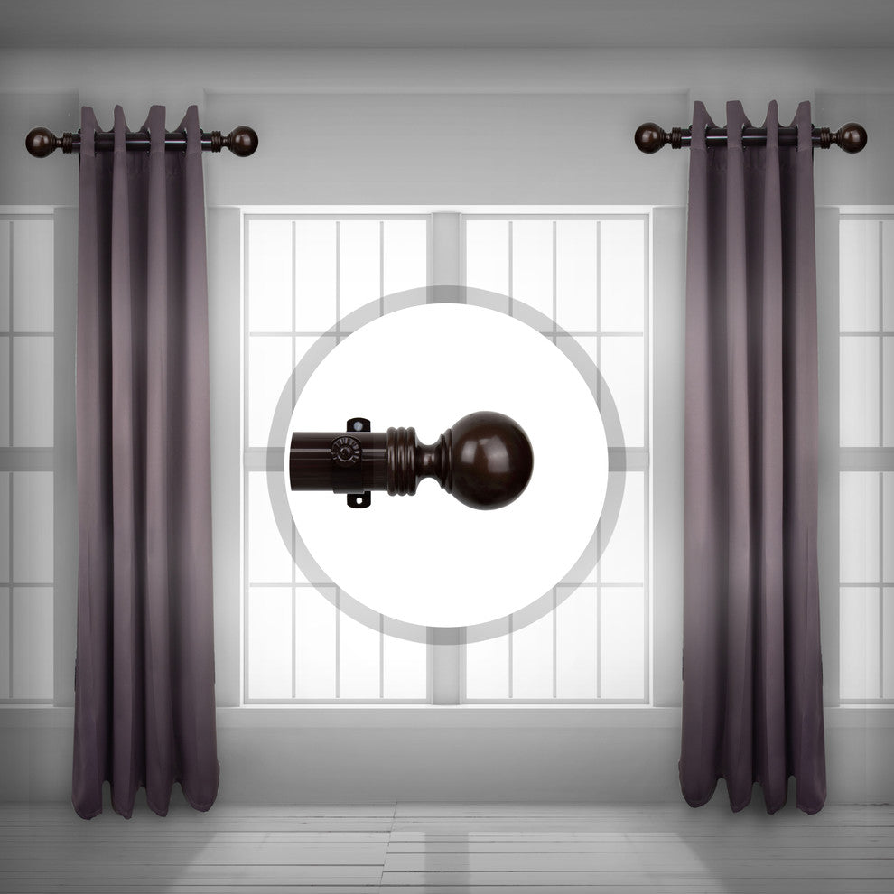 Serena 1.5" Side Curtain Rod, Cocoa, 18"