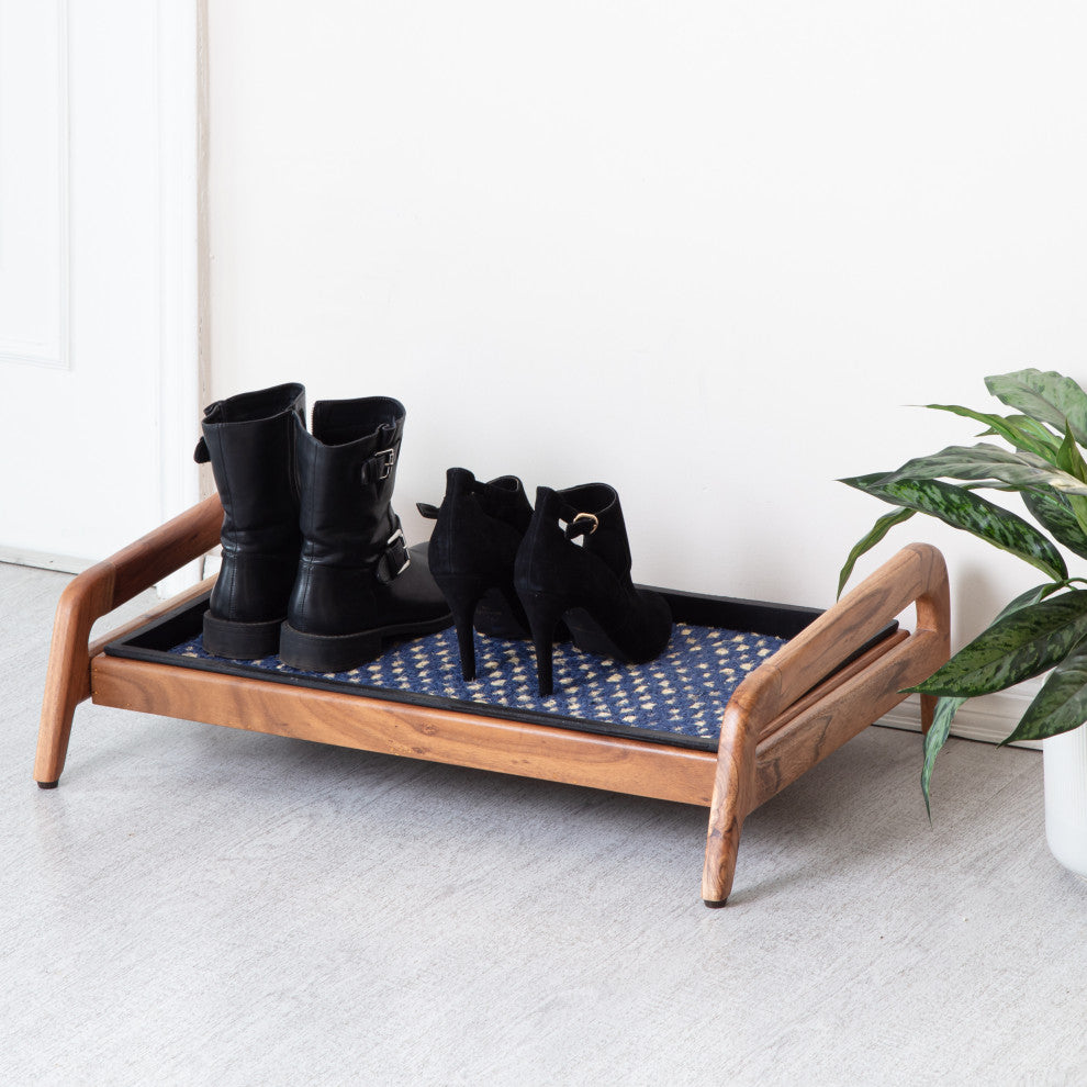 Single-Tier Natural Stand With 2-Pair Rubber Boot Tray K.C. Whistle