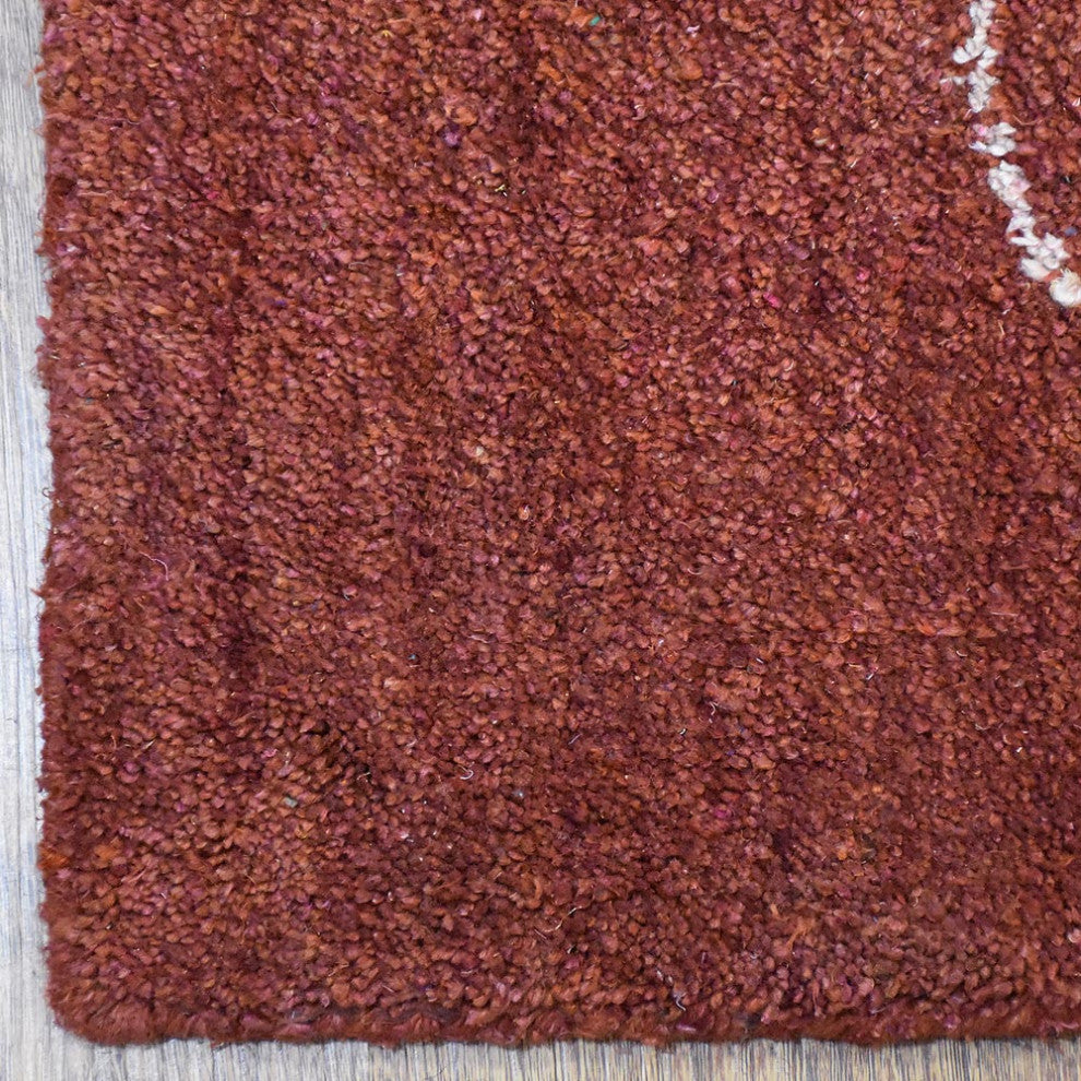 HAND KNOTTED LOOM SILK ECO-FRIENDLY RUG-5'x8',Rectangle,Red White,Contempor