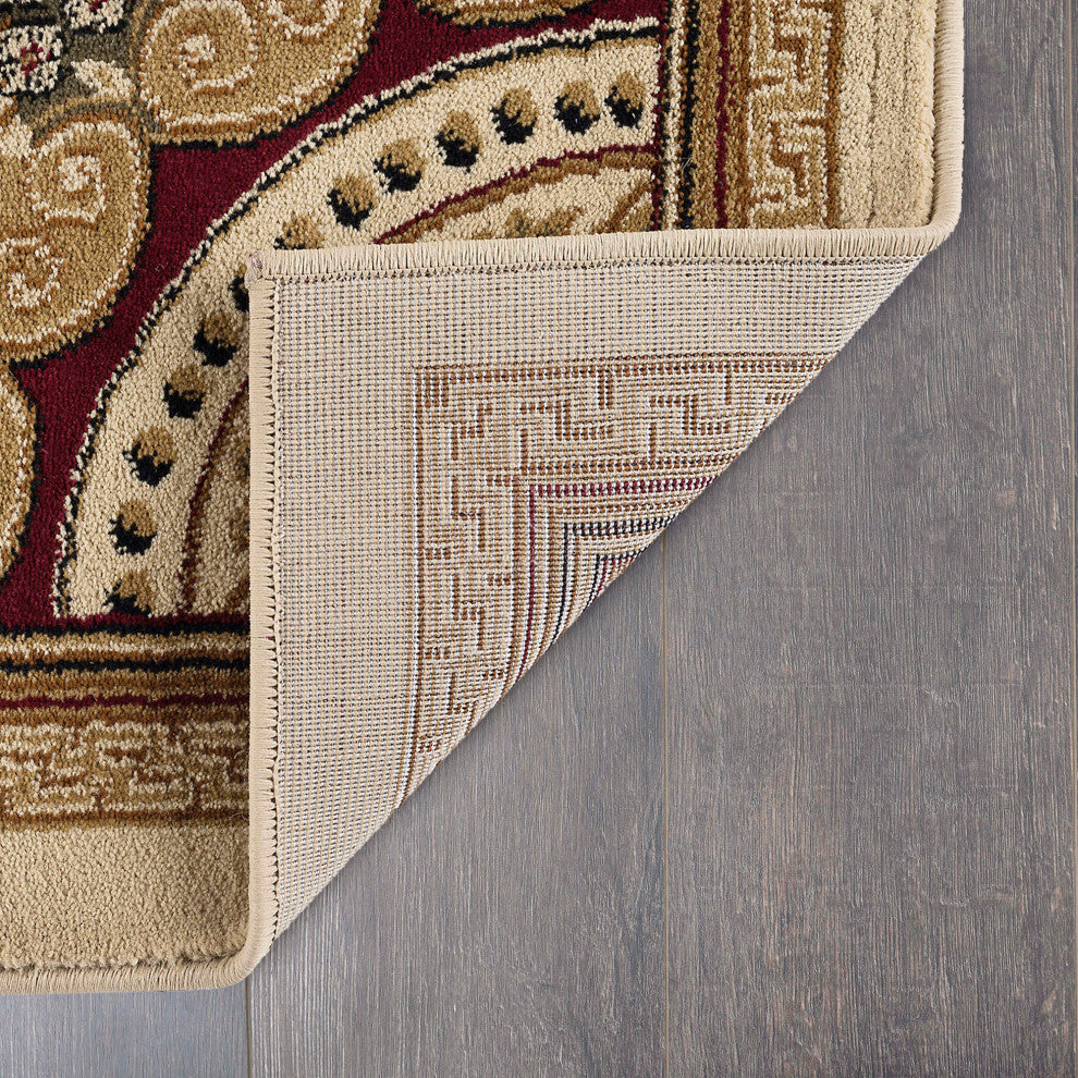 Jayden Traditional Oriental Area Rug, Ivory, 5'3''x7'3'' Oval