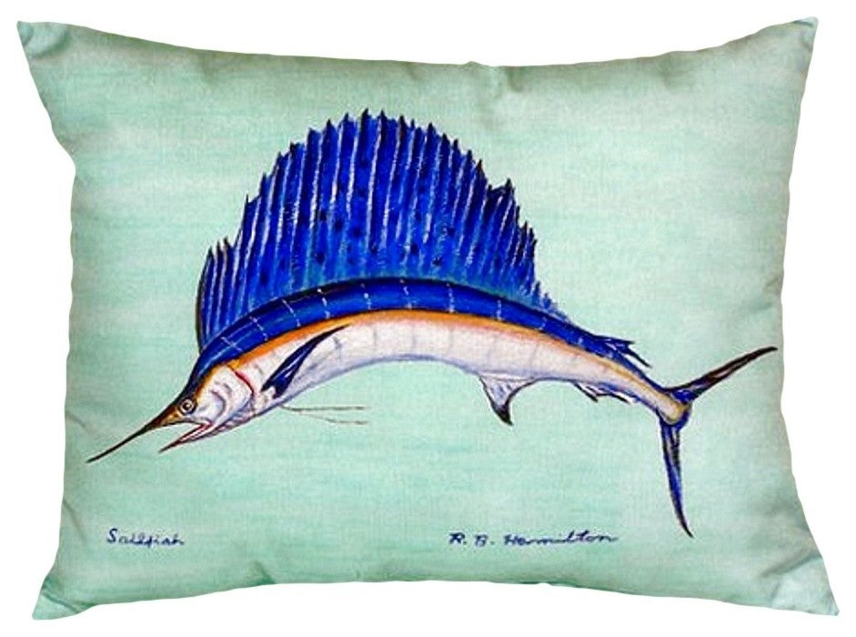 Sailfish - Teal No Cord Pillow - Set of Two 16x20