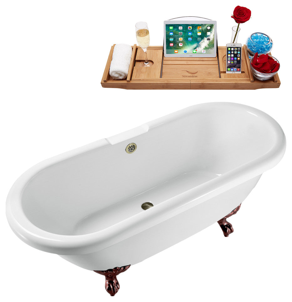 67" Streamline N1121ORB-BNK Clawfoot Tub and Tray With External Drain