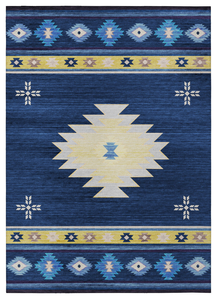 Indoor/Outdoor Phoenix PH4 Navy Machine Washable 9' x 12' Rug