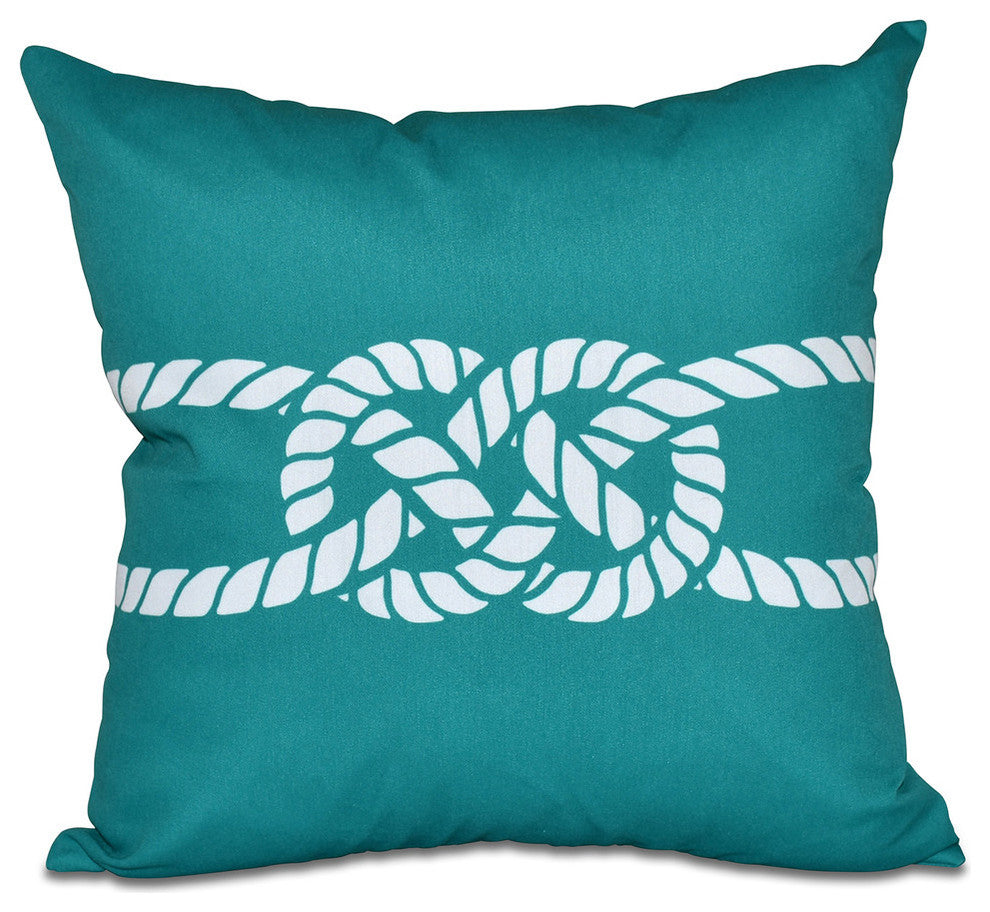 Carrick Bend, Geometric Print Outdoor Pillow, Green, 18"x18"