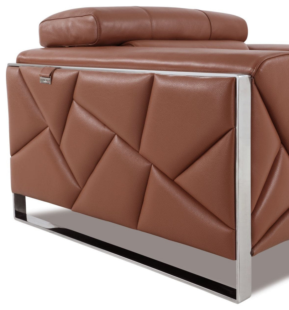 Trento Genuine Italian Leather Modern Sofa Camel