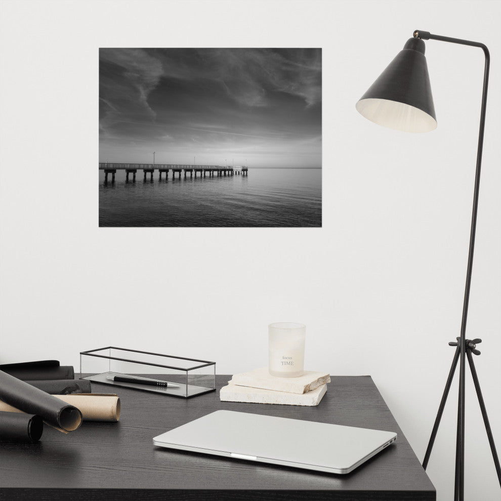 End of the Pier Landscape Photo, Beach Unframed Wall Art Print, 16" X 20"