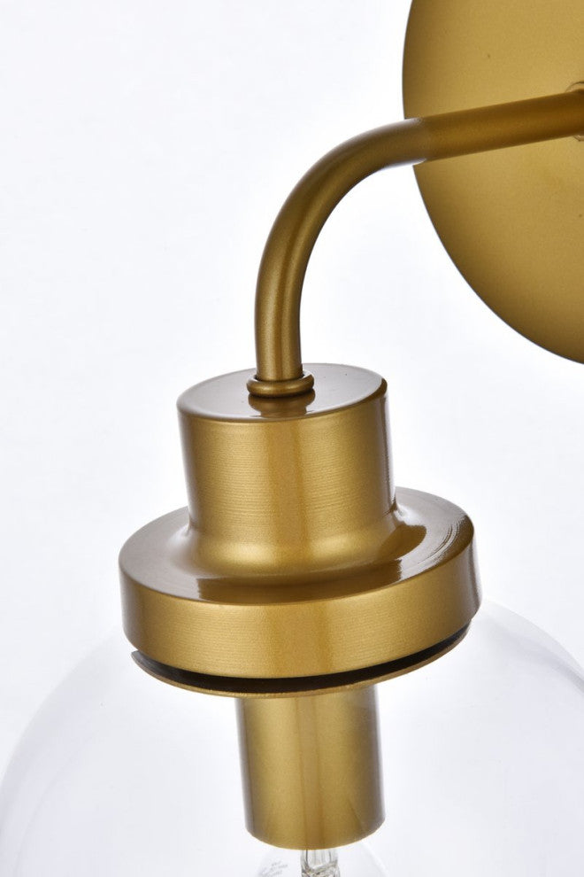 Helen 1-Light Bath Sconce, Brass With Clear Shade