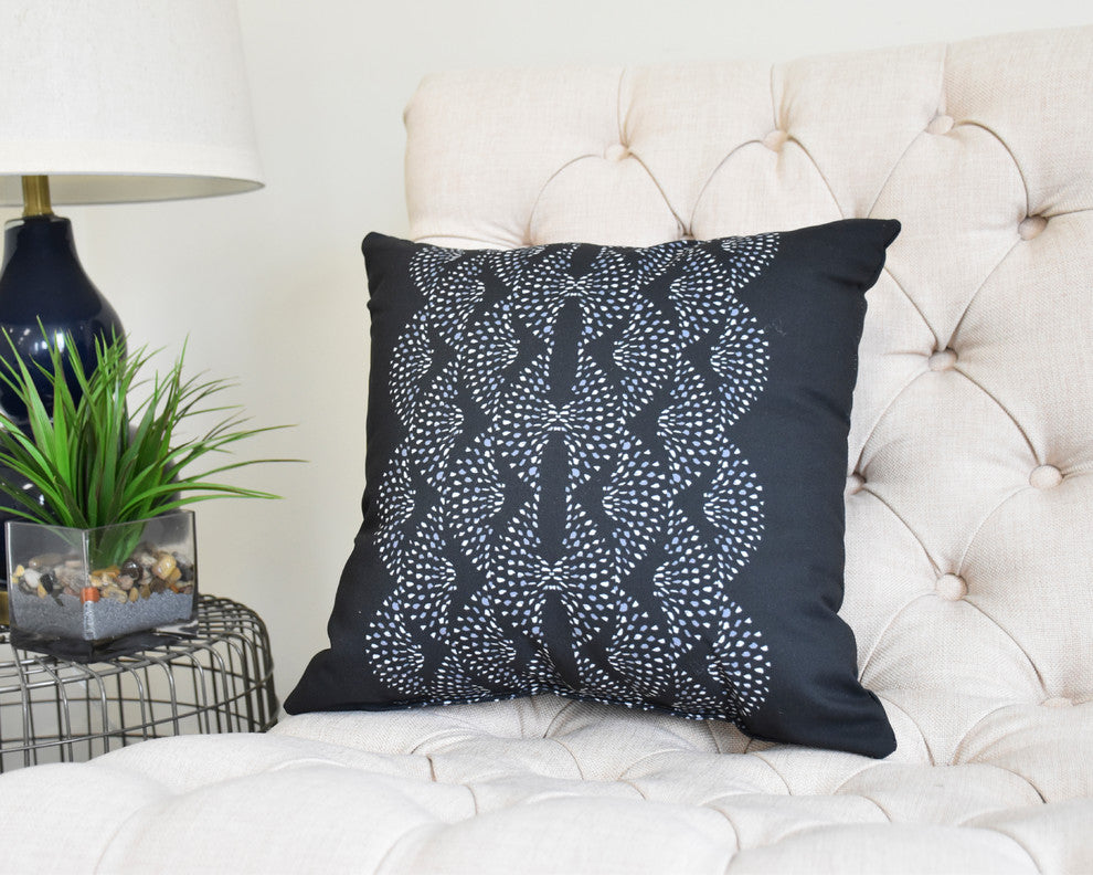 Dotted Focus 26" Black Geometric Print Decorative Throw Pillow