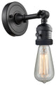 Bare Bulb Sconce With Switch, Matte Black, No Backplate