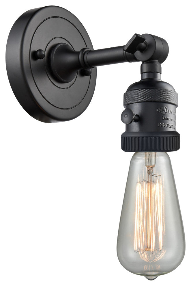 Bare Bulb Sconce With Switch, Matte Black, No Backplate