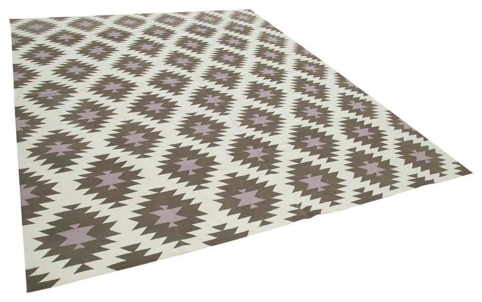 Rug N Carpet - Handmade Wool 7' 11'' x 9' 10'' Geometric Dhurrie Kilim Rug