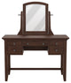 Traditional Vanity Set, 360 Swiveling Beveled Mirror & 3 Storage Drawers, Oak