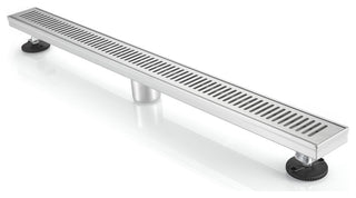 Stainless Steel Rectangular Linear Shower Floor Drain, Brushed Nickel, 32"