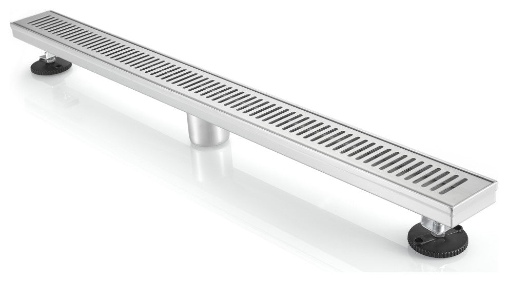Stainless Steel Rectangular Linear Shower Floor Drain, Brushed Nickel, 32"