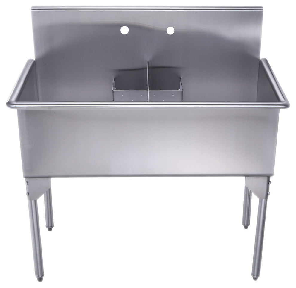 Pearlhaus Brushed Stainless Steel Double Bowl Commerical