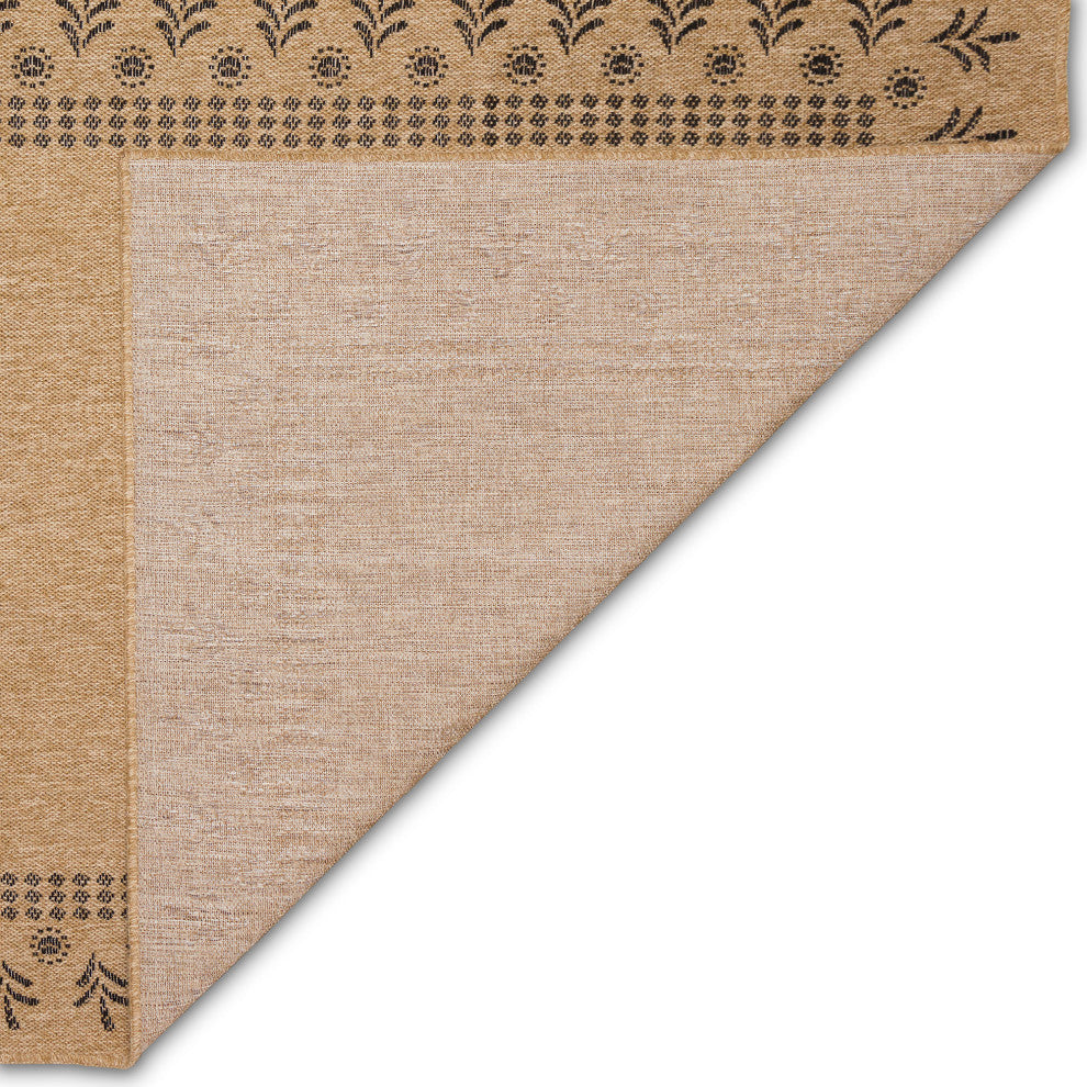 Sahara Block Print Border Indoor/Outdoor Rug Natural 1'11"x7'6"