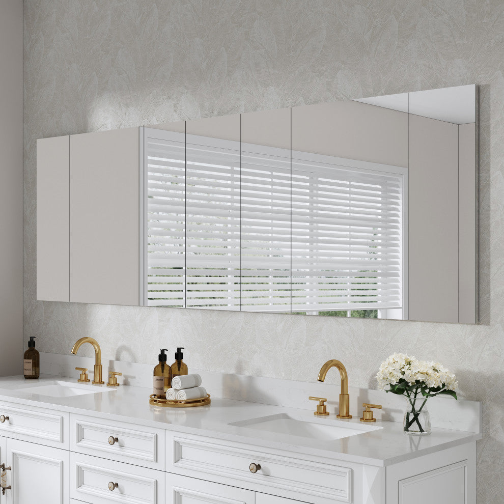 Recessed/Surface Mount Bathroom Medicine Cabinet, Reverse Installation, 92"x30"