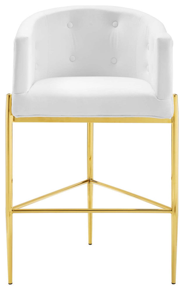 Savour Tufted Performance Velvet Bar Stool - White