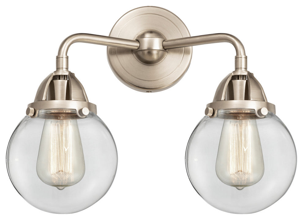 Beacon Bath Vanity Light, Brushed Satin Nickel, Clear, Clear
