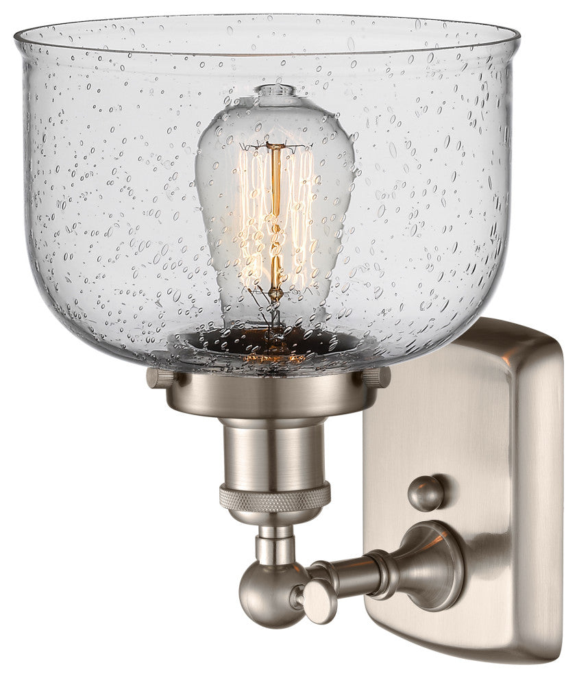 Large Bell 1-Light Sconce, Brushed Satin Nickel, Seedy