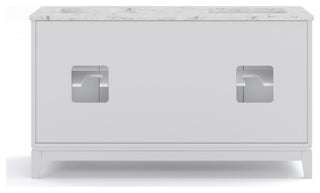 Elizabeth 60" Double Sink Carrara White Marble Vanity, Pure White