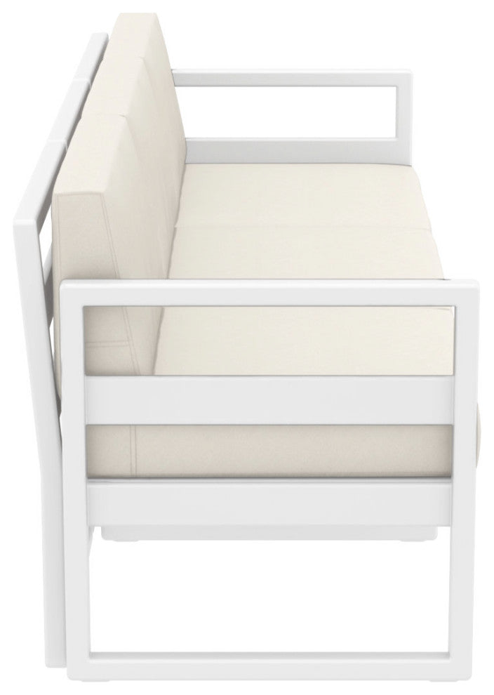 Mykonos Patio Sofa White With Acrylic Fabric Natural Cushion