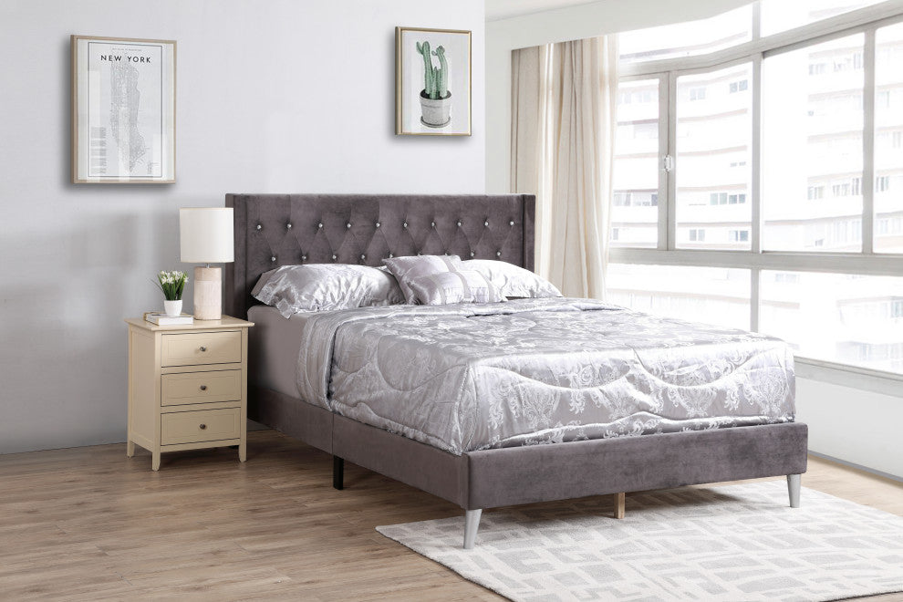 Bergen King Bed, Gray