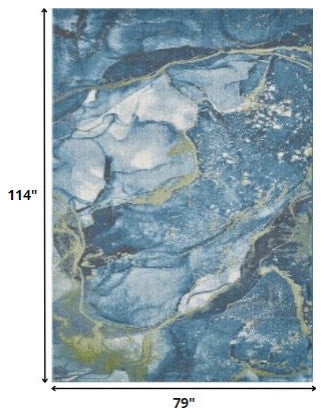 7"x10" Blue Sage Abstract Stone Modern Area Rug