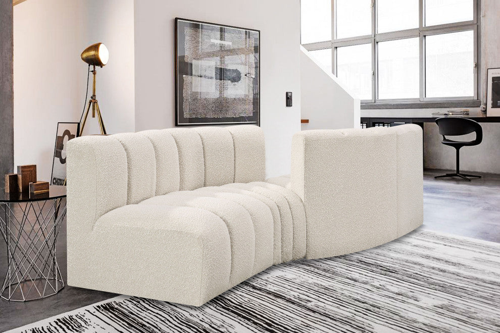 Arc Boucle Fabric Upholstered 4-Pc. Facing Modular Sectional, Cream