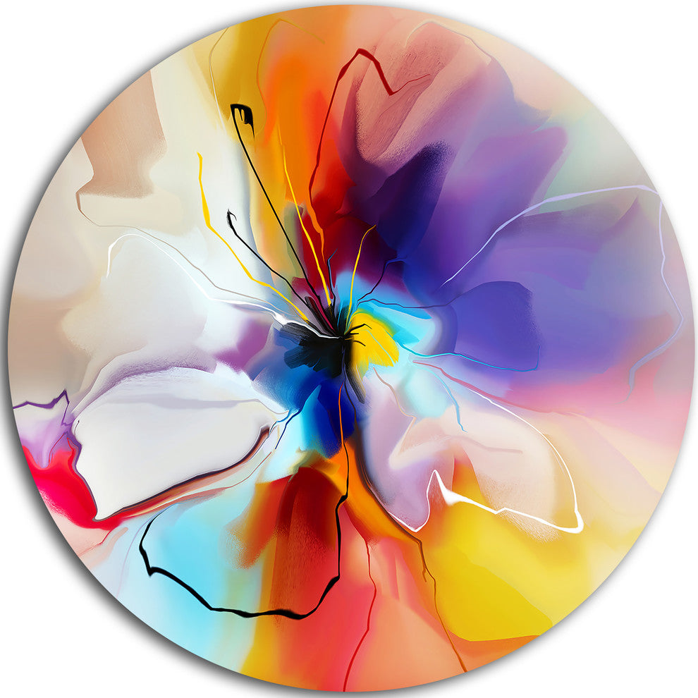 Creative Flower In Multiple Colors, Abstract Floral Disc Artwork, 11"