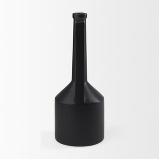 Burton Black Ceramic Jug Style Vase, 16"