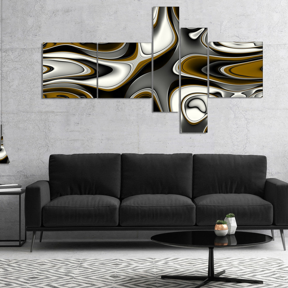 Fantastic Fractal Abstract Pattern, Abstract Canvas Artwork, 60"x32", 5 panels
