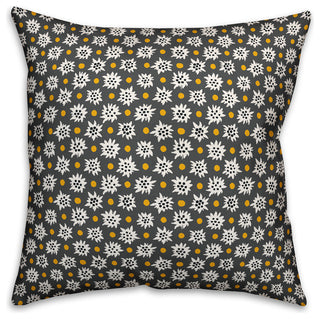 Abstract Snowflake Pattern, Gray Throw Pillow Cover, 16"x16"