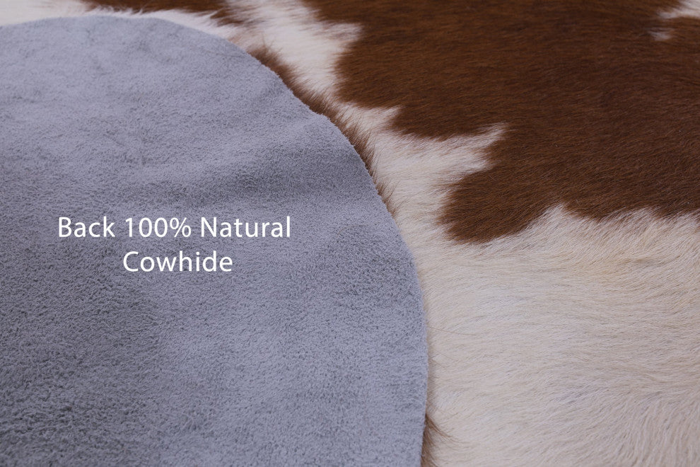 Brown and White Natural Cowhide Rug 7' 6" X 6' 2" C1764