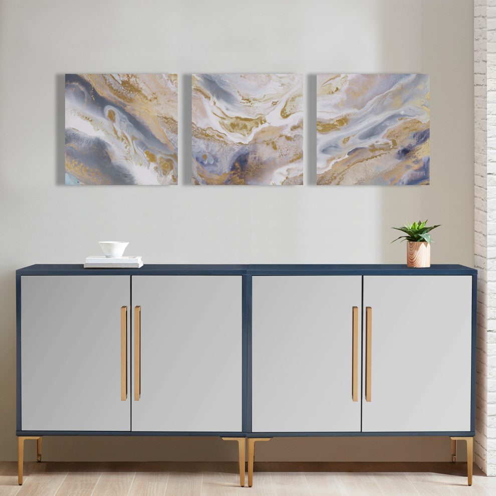 Madison Park Symphony Glitter Gold Foil Abstract Canvas Wall Art Set of 3