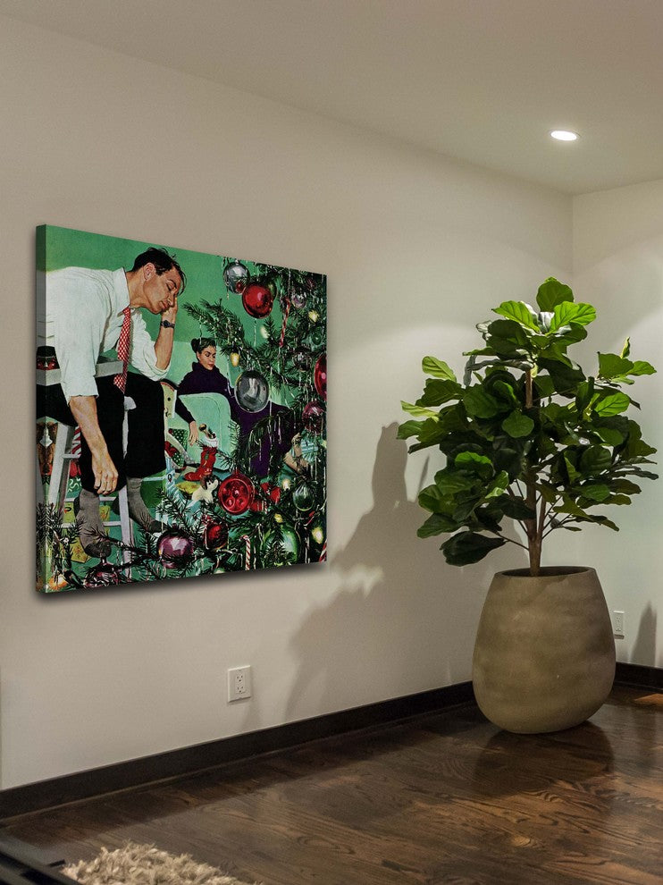 "Trimming the Tree" Painting Print on Canvas by George Hughes