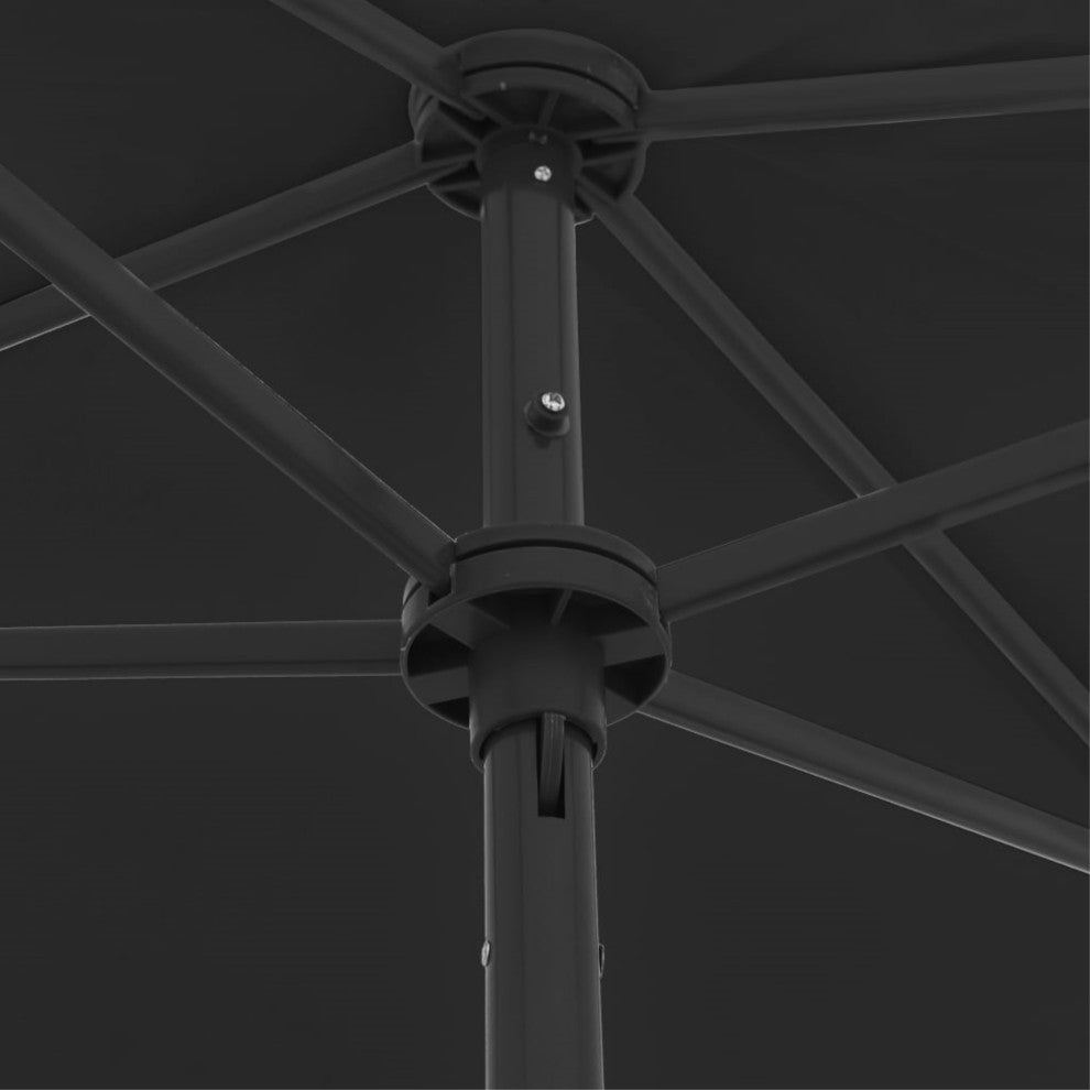 Vidaxl Beach Umbrella Black 70.9"x47.2"