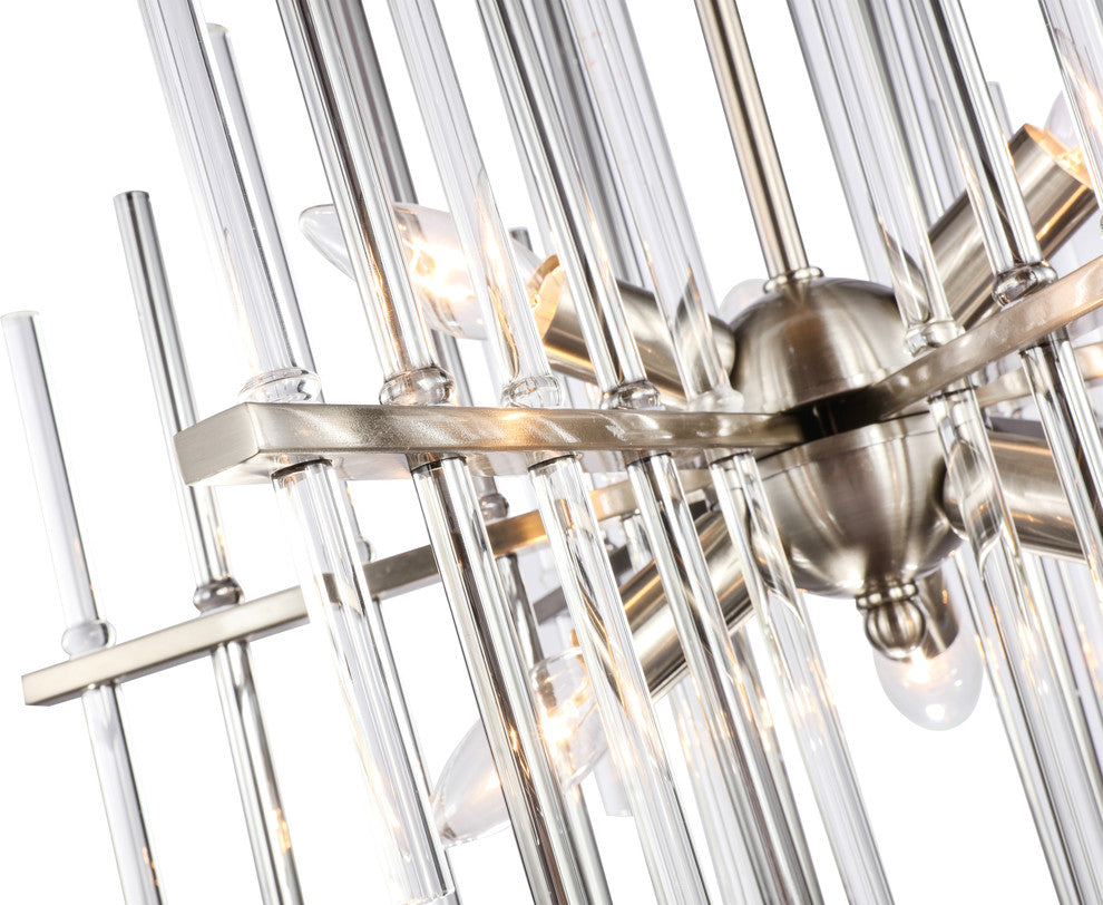 Woodbridge Lighting 20116STN Spires 6-Light Chandelier, Clear, Plated Chrome