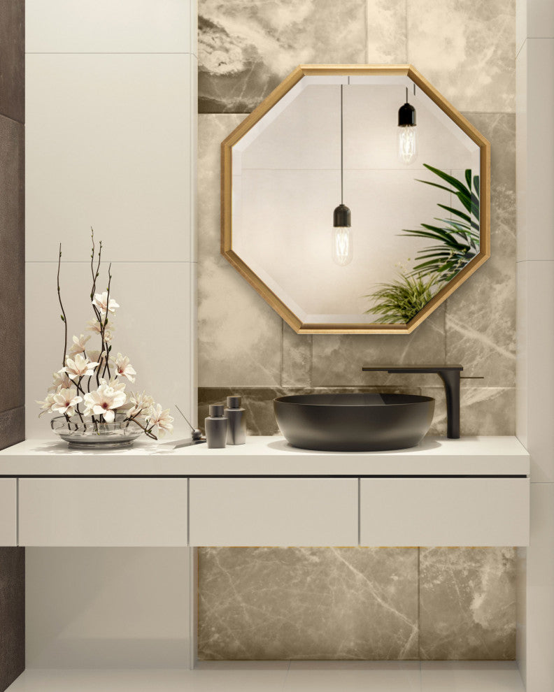 Calter Framed Octagon Wall Mirror, Gold, 24x24