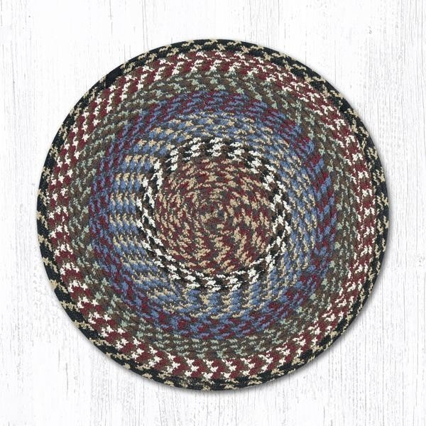 Burgundy/Blue/Gray Round Chair Pad, 15"x15"