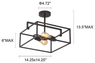Chloe Lighting Nolan Farmhouse 2-Light Black Square Semi-Flush Pendant