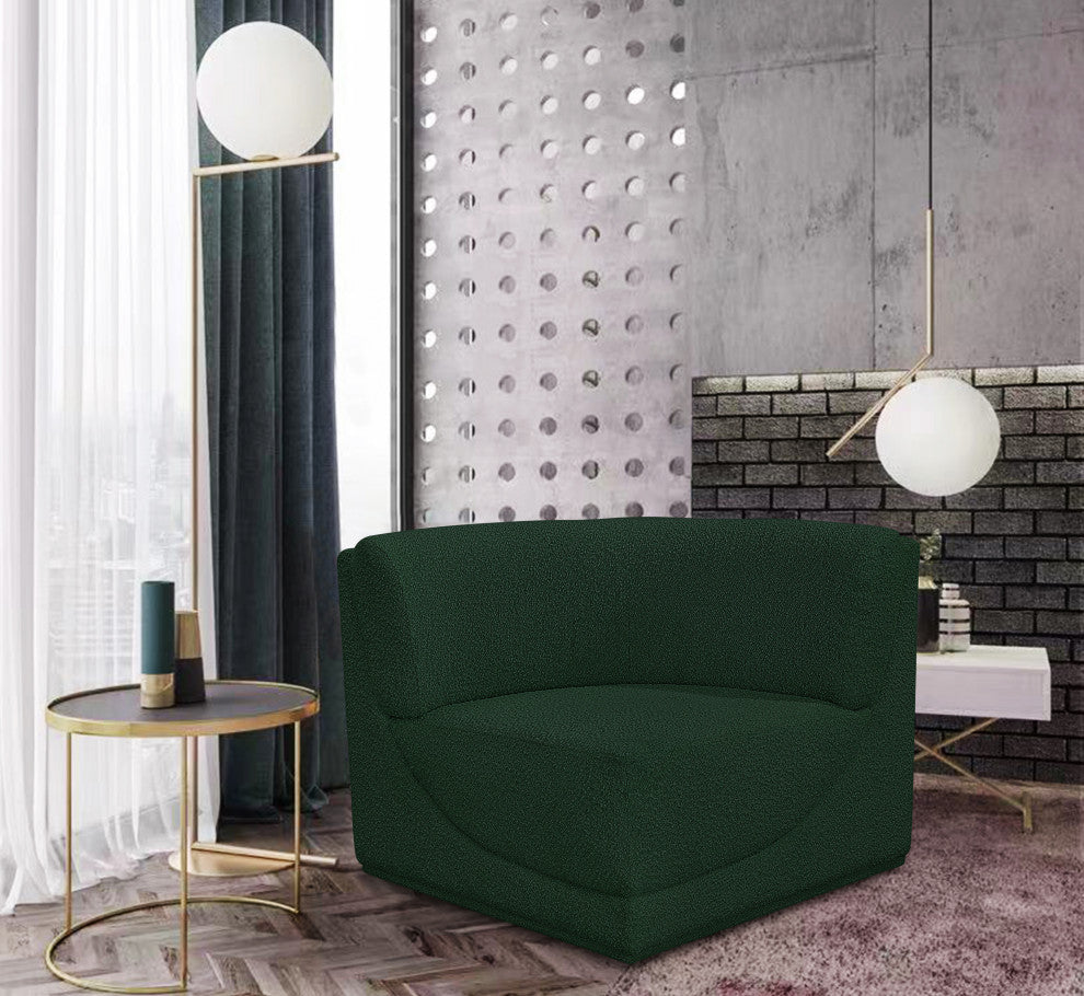 Ollie Black Boucle Fabric Chair, Green, Corner Chair